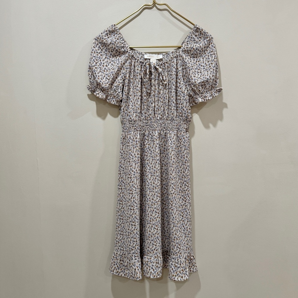 Monteau Floral Feminine Puff Sleeve Dress Size S Cottagecore Milkmaid Peasant - Picture 1 of 10